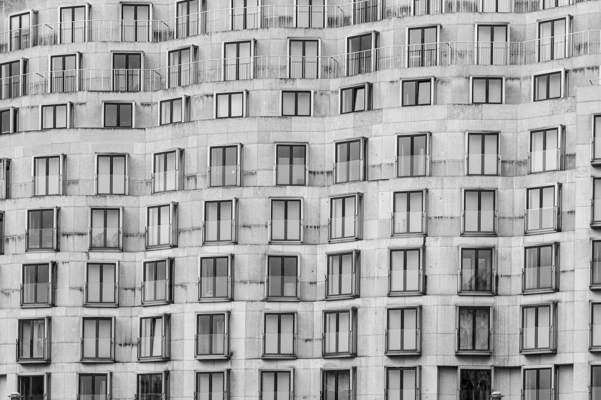 a building with many windows