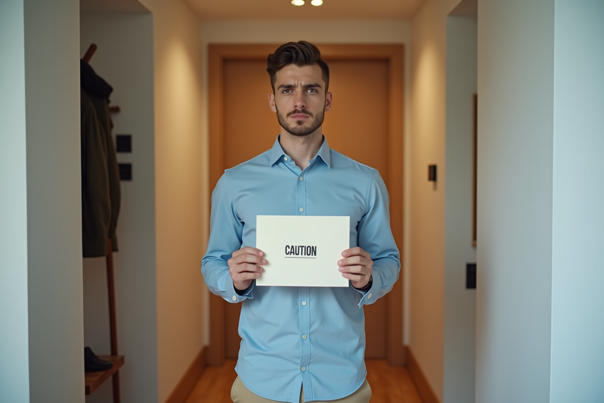 Jeune homme tient une enveloppe caution dans l