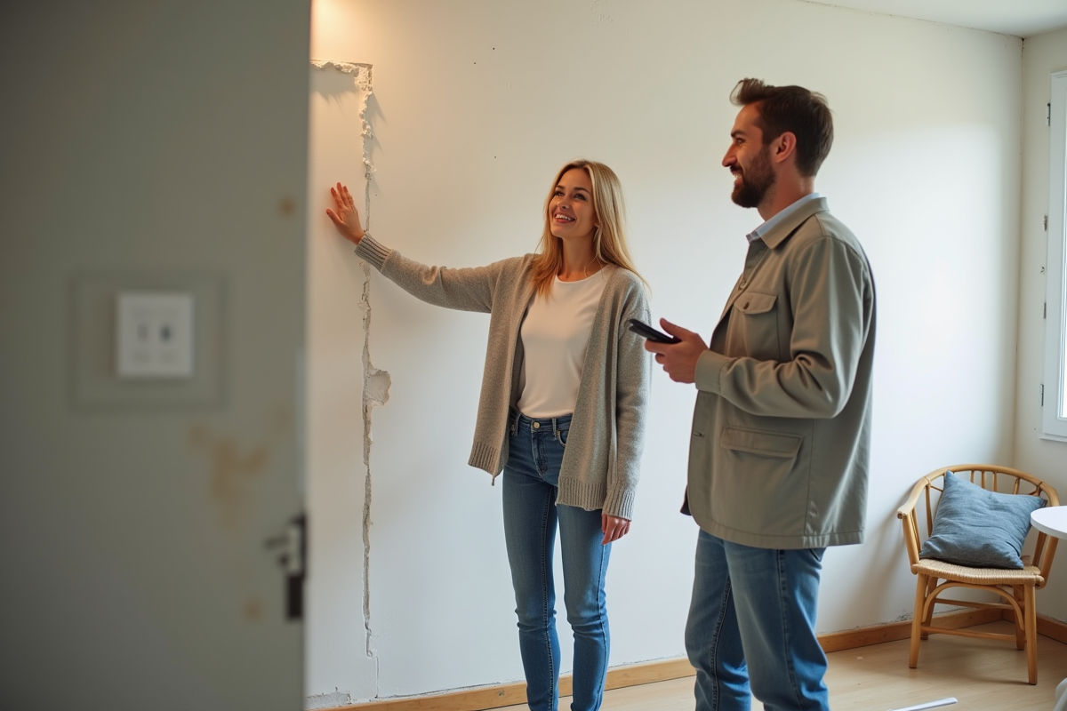 Femme discutant avec un expert en intérieur dans son appartement
