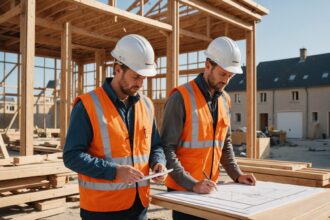 Maison moderne en construction à Feytiat avec un professionnel