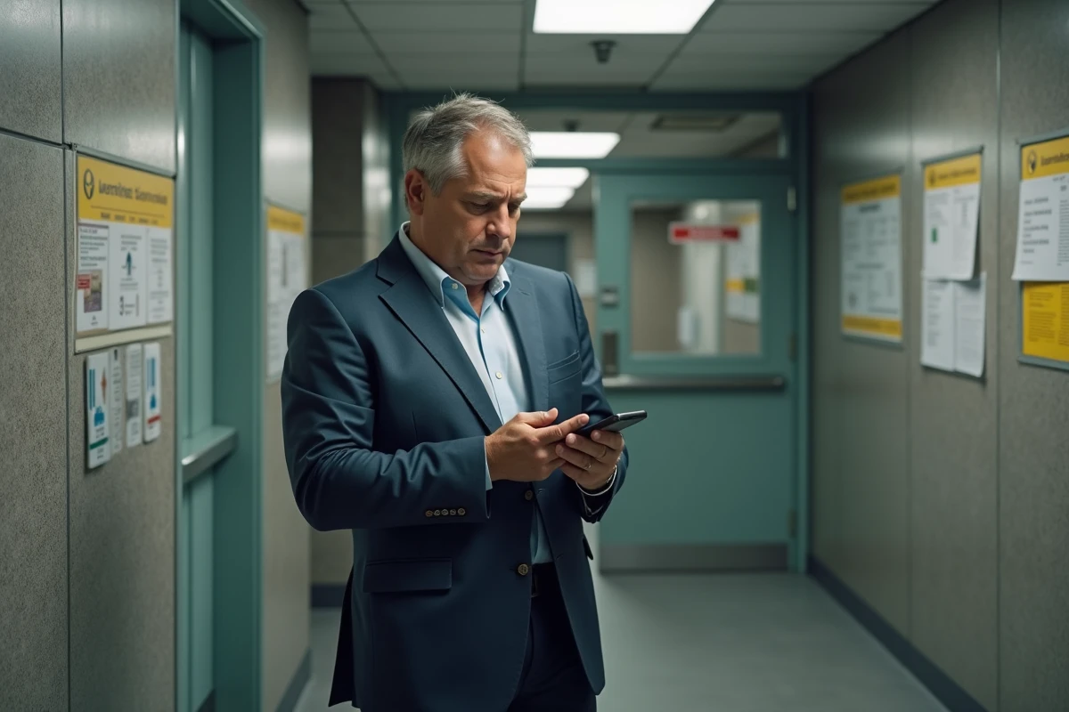 Homme d affaires dans un couloir administratif