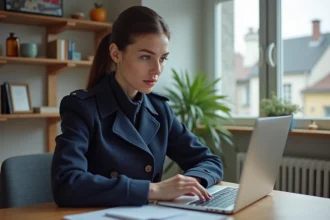 Jeune femme remplissant une demande de logement en ligne