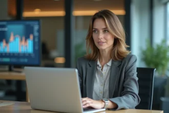 Femme d affaires concentrée dans un bureau moderne