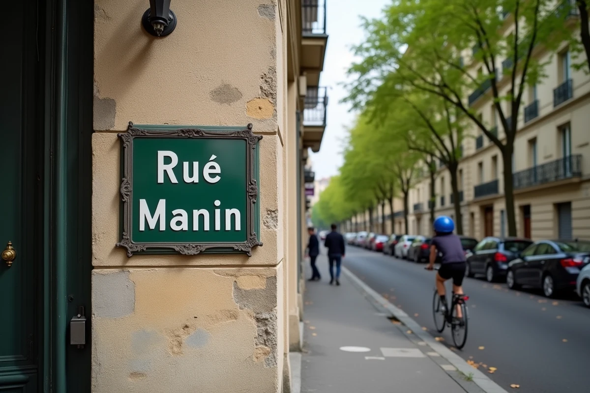Panneau de rue Manin dans le 19ème arrondissement de Paris, quartier où se situe l'adresse d'Inser Asaf