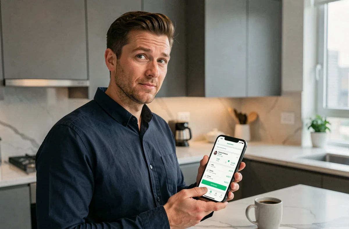 Homme consultant son espace client Foncia sur smartphone pour gérer ses paiements de charges locatives