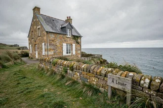 Maison normande en pierre à louer en bord de falaise en Seine-Maritime avec vue sur la Manche